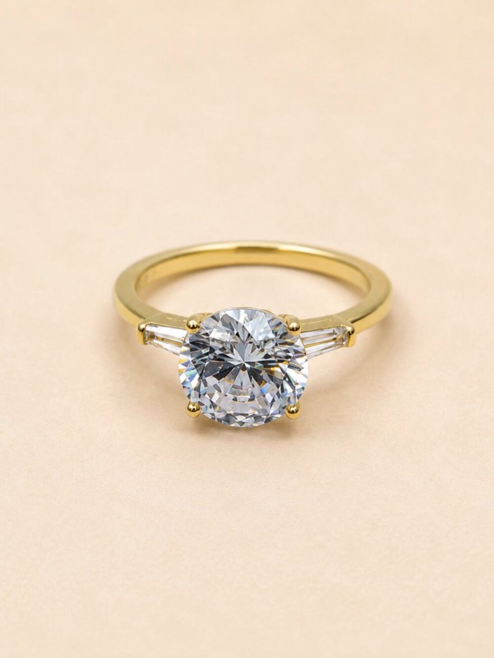 Brillant Soltaire Ring-14K Gold Plated Luxury Statement- Forever Collection-New!